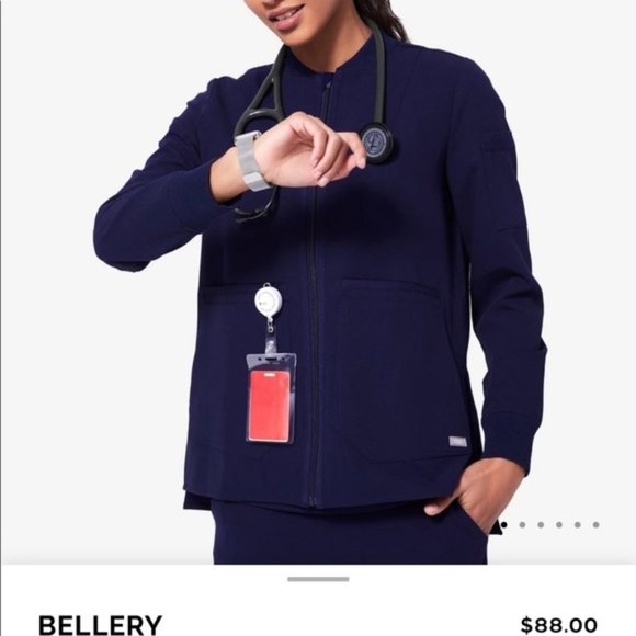 Sz XS Figs Black Bellery Bomber Scrub Jacket Women's X-Small - Picture 2 of 16